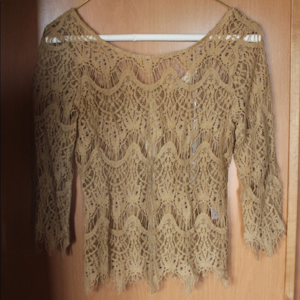 Tan Lace Top
